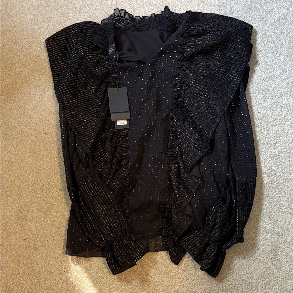 Rachel Zoe Black Textured Blouse